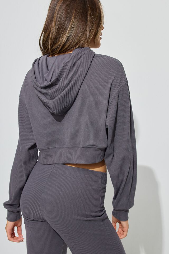 Garage oversized Hoodie grey Ribbed sleeves grey