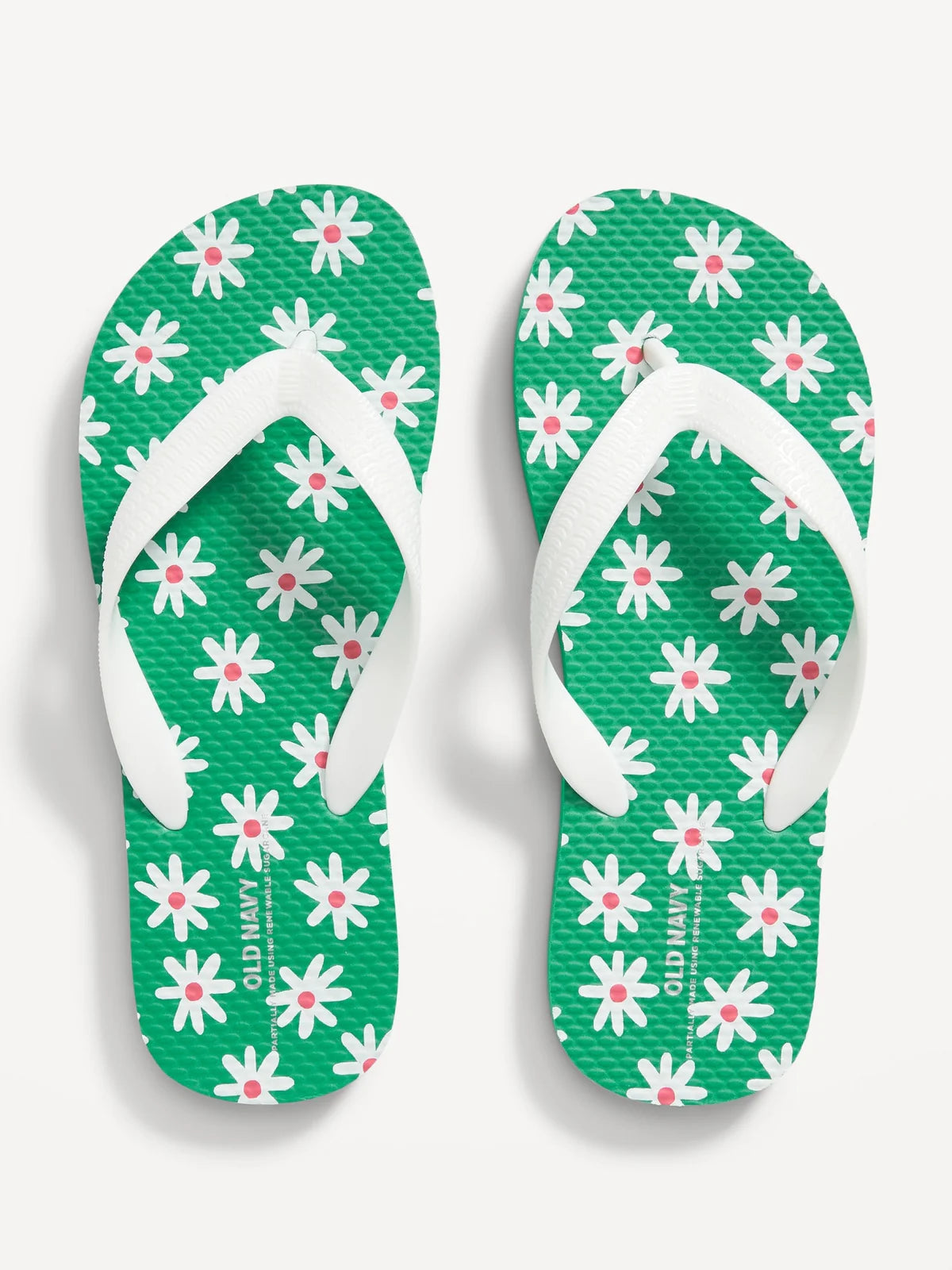 Old Navy Kids Green Floral Flip Flops