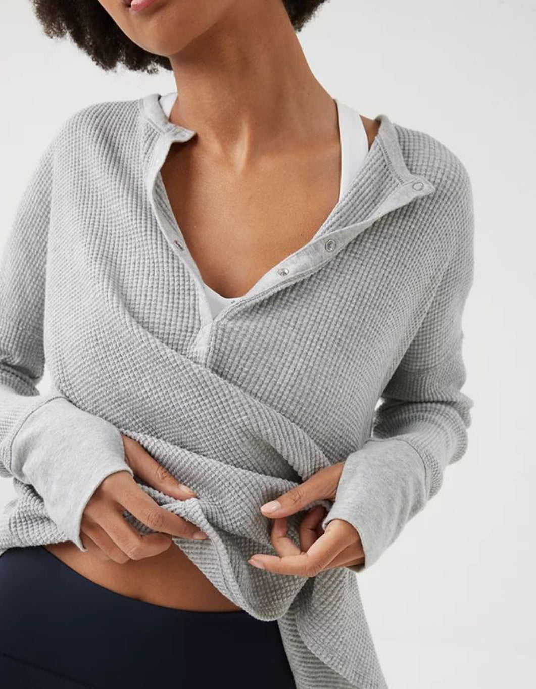 Sz XXS Offline by Aerie oversized light Gray Waffle Knit Women's Sweater