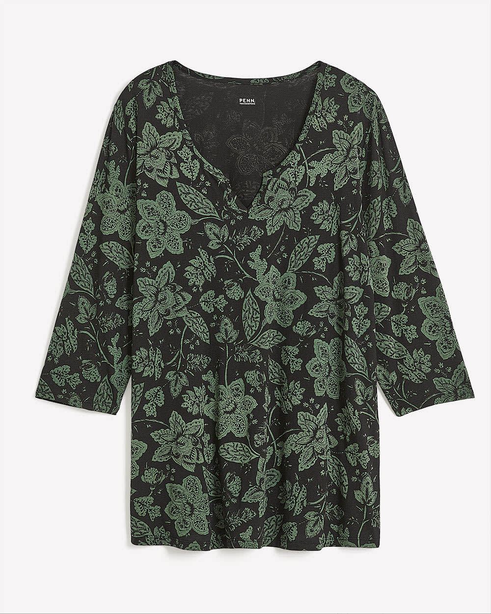 Sz 3x Floral Green and Black Women's Top Penningtons