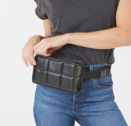 Amanda Uprichard Quilted faux leather gold-colored zipper waist belt bag