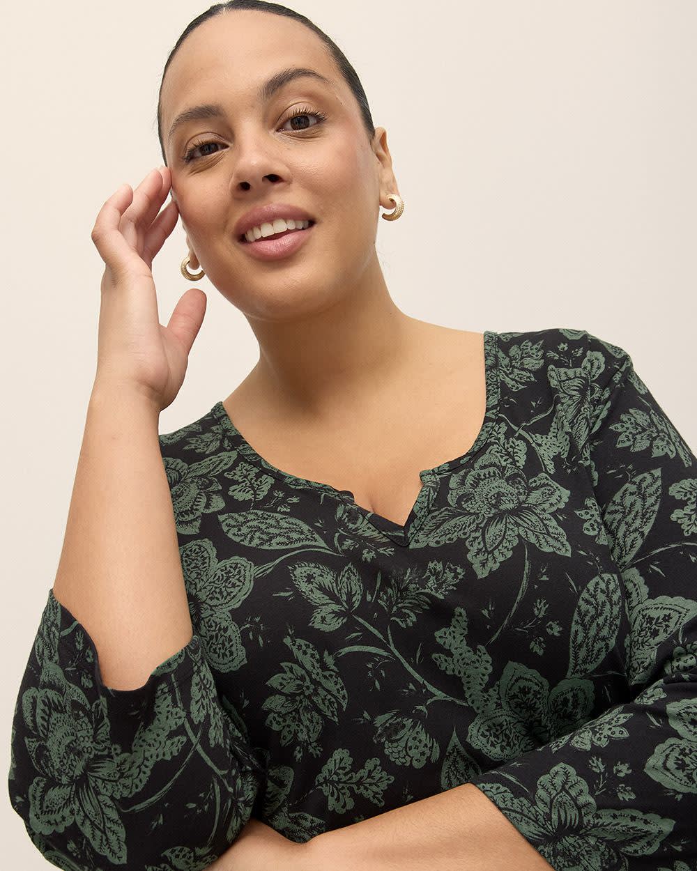 Sz 3x Floral Green and Black Women's Top Penningtons