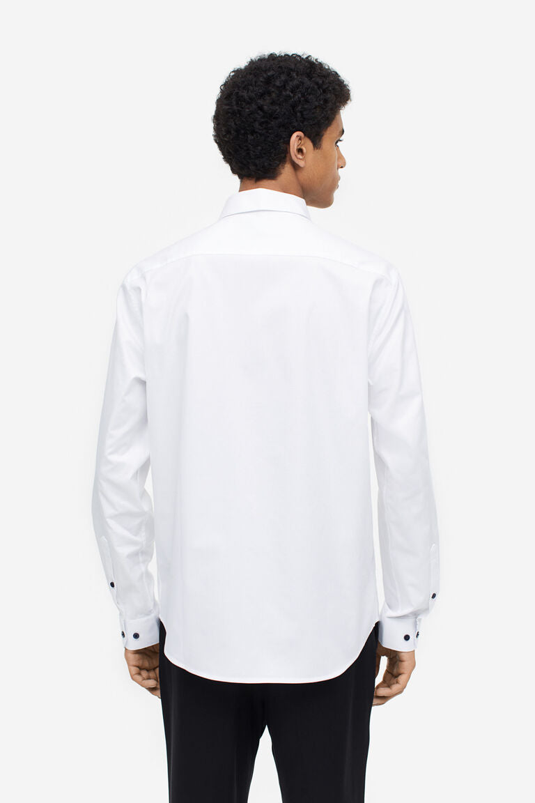 Sz M H&M men SLIM FIT PREMIUM COTTON SHIRT WARNA - WHITE