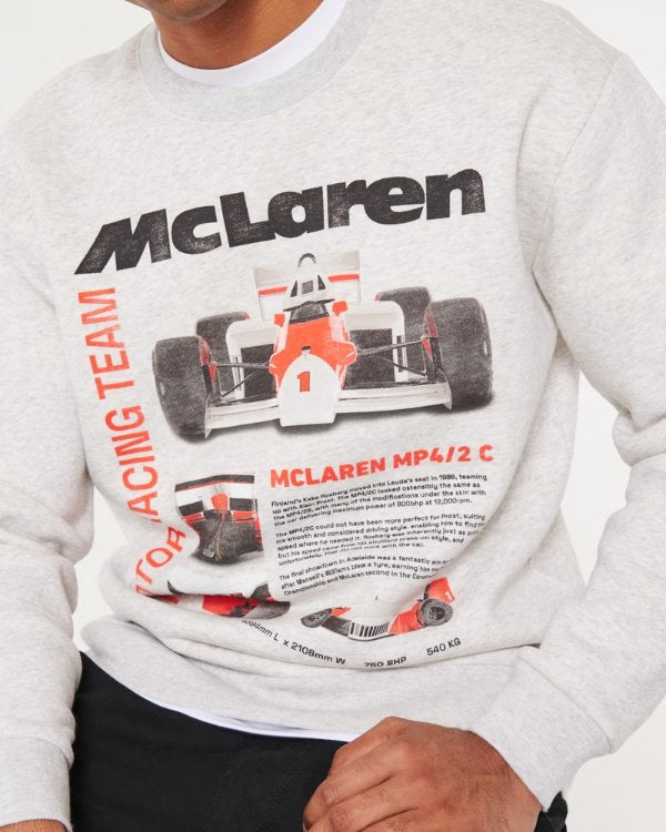 Sz M men Hollister Co.MCLAREN CREW - Sweatshirt - grey Gray Graphic Men's Sweater