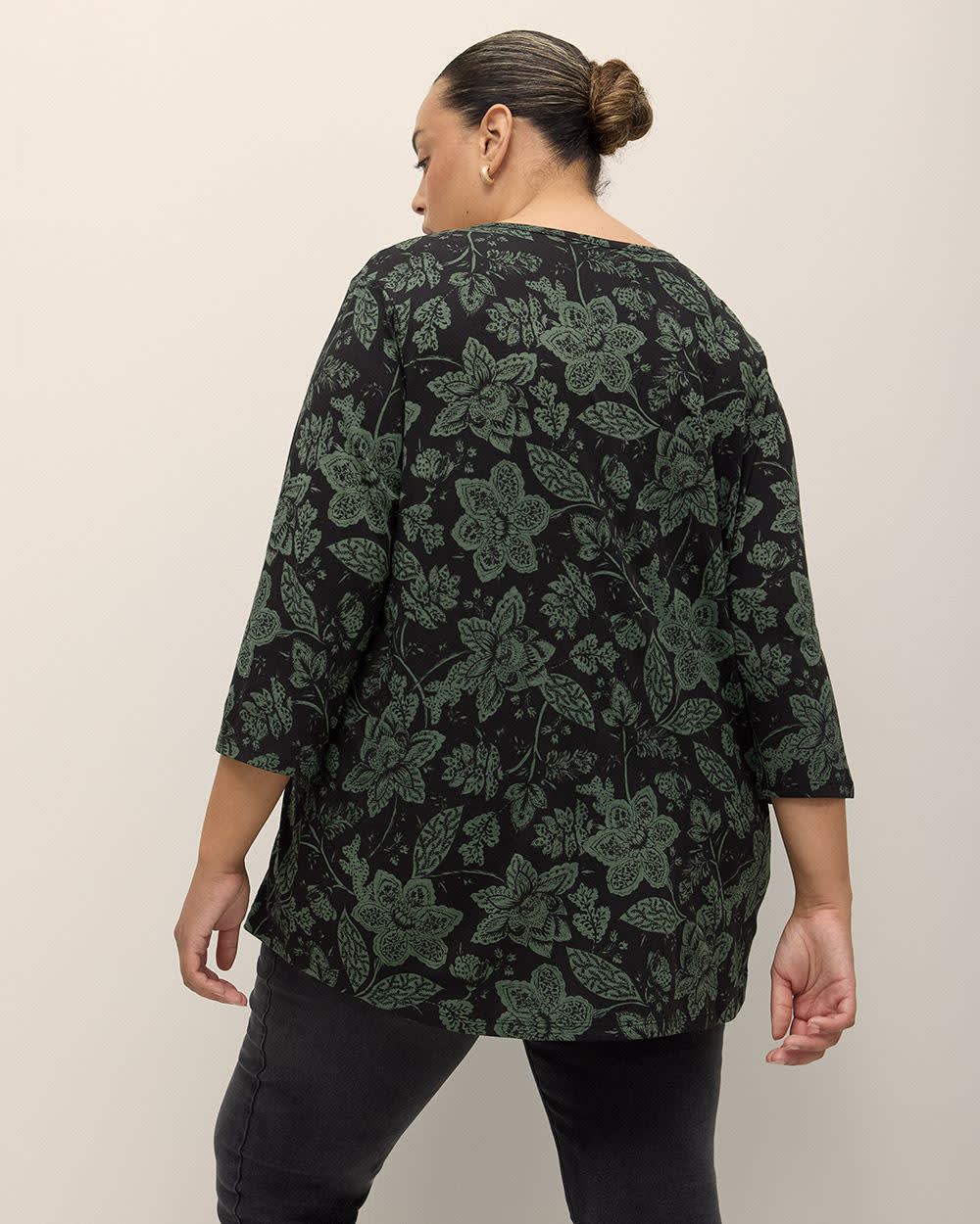 Sz 3x Floral Green and Black Women's Top Penningtons