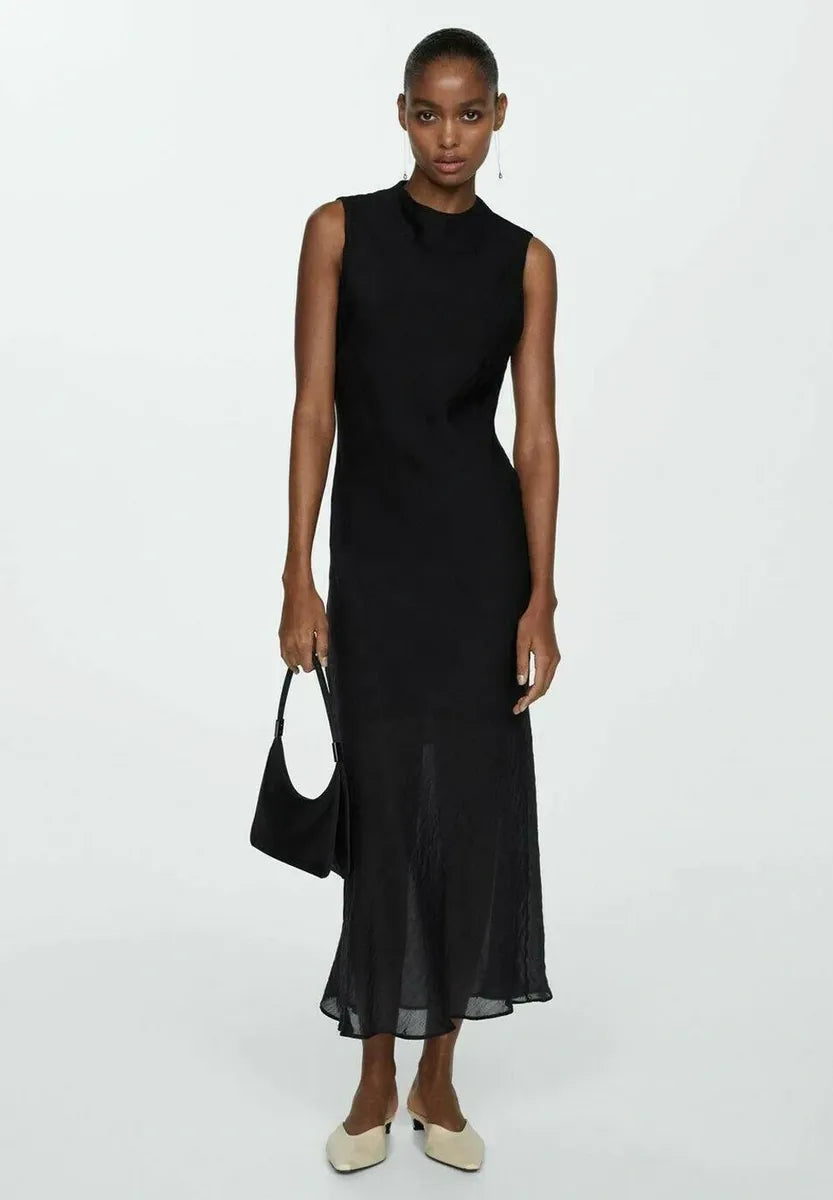 mango Vestigo black Gracy Textured Dress In a svelte, textured fabric