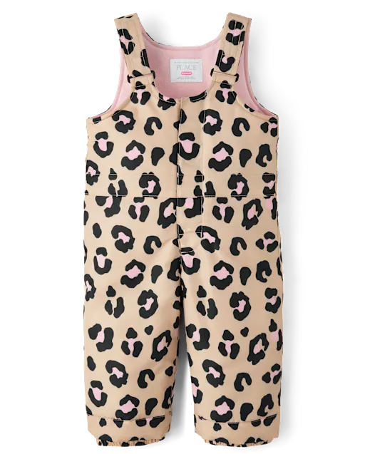 Toddler Girls Leopard Snow Overalls toddler girls