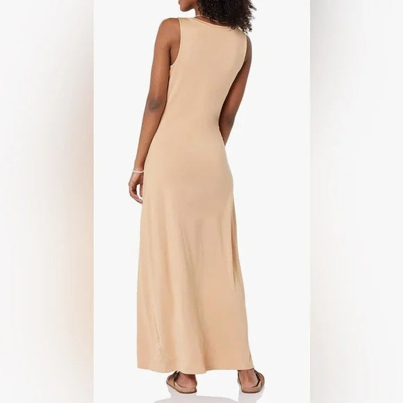 Sz Medium Amazon Essential Women's Tank Maxi Dress Light camel