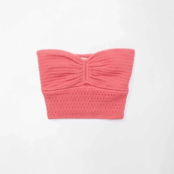 Sz Medium AE Cinch Front Crochet Tube Top Women