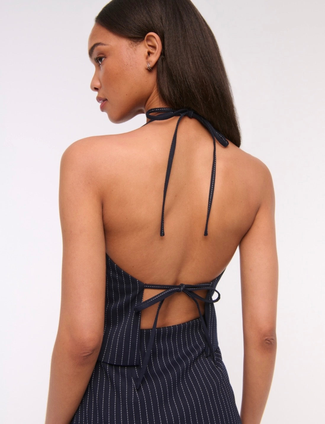 Women's Abercrombie & Fitch Navy Pinstripe Halter Top vest