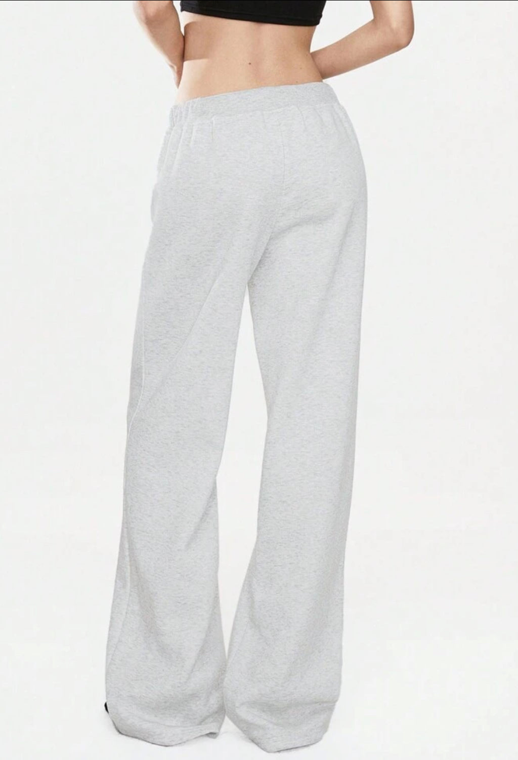 Size L(8-10) Shein Gray Wide-Leg Sweatpants with pockets and drawstring fleece
