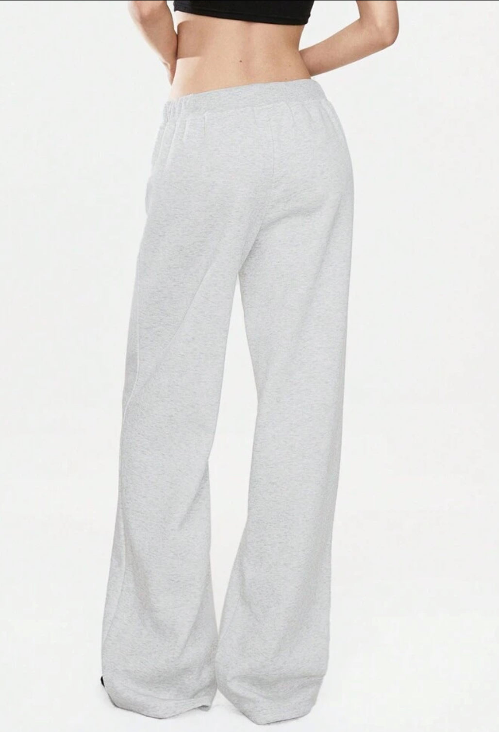 Size L(8-10) Shein Gray Wide-Leg Sweatpants with pockets and drawstring fleece