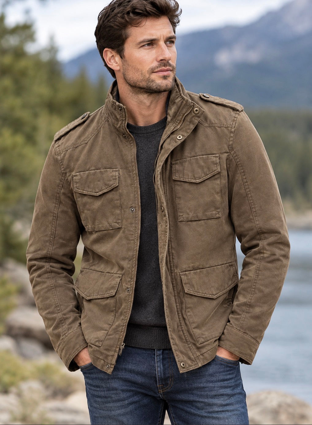 Sz M Wenven Men's Lightweight
Military Style Jacket Twill
Cotton Coat