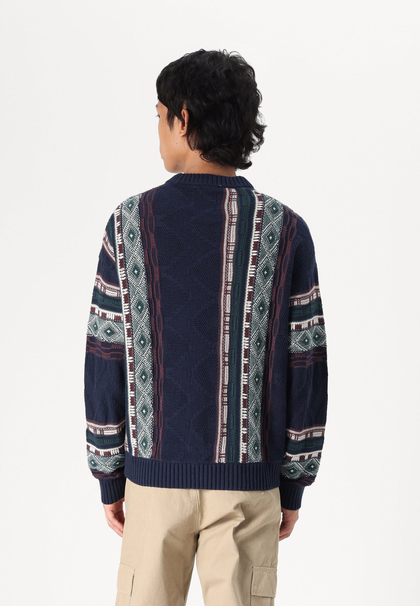 Sz L men Hollister & CO Boxy Pattern Crew Sweater - Jumper - dark blue boxy fit