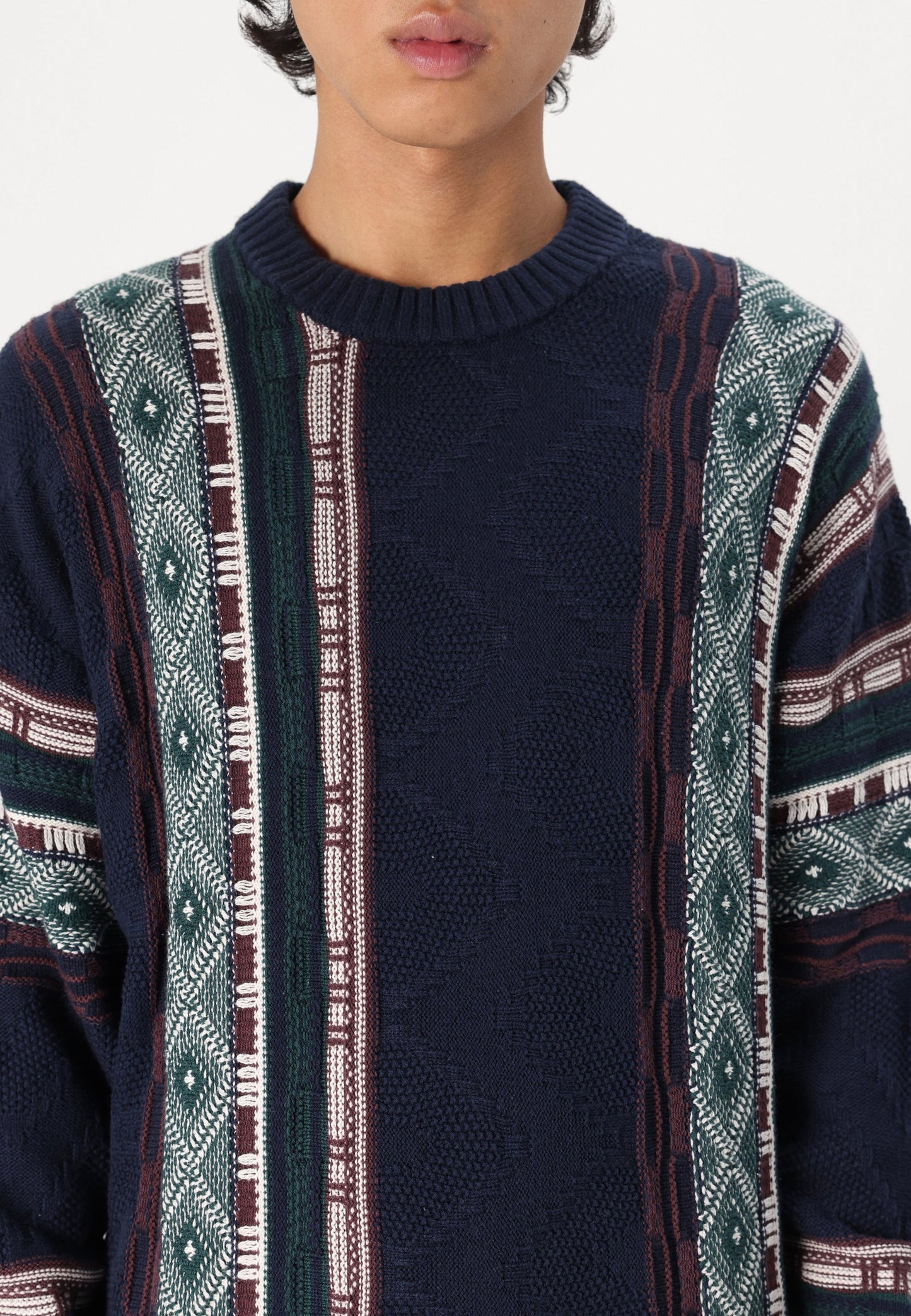 Sz L men Hollister & CO Boxy Pattern Crew Sweater - Jumper - dark blue boxy fit