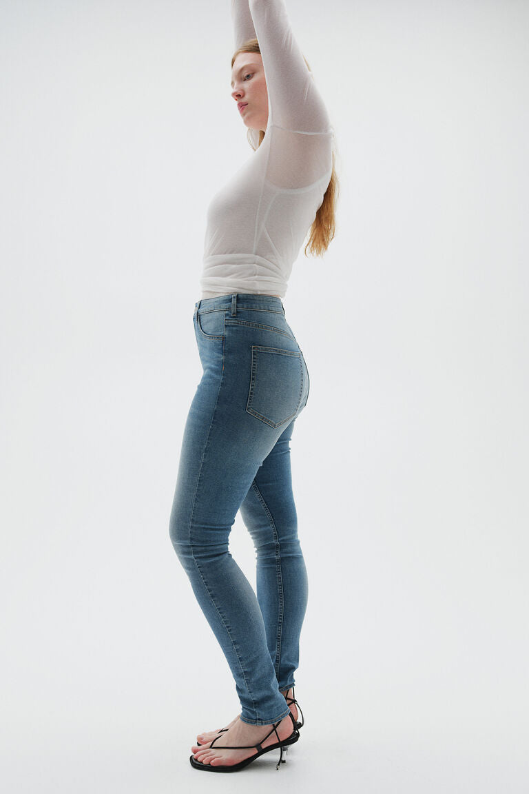 Sz M skinny H&M CURVY FIT ULTRA HIGH ANKLE JEGGINGS Classic Blue Women's Jeans