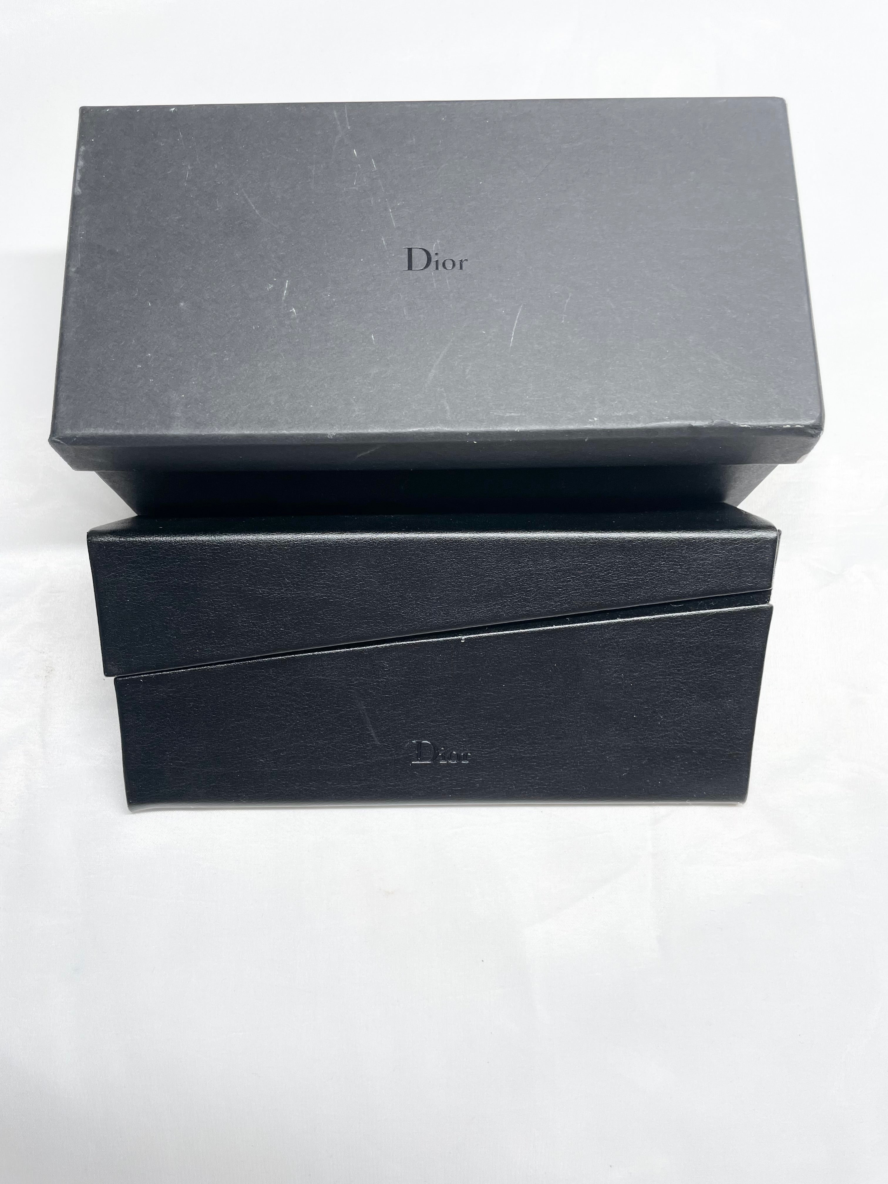 Dior Black Luxury leather sunglasses case foldable, cleaning cloth ,box ,card