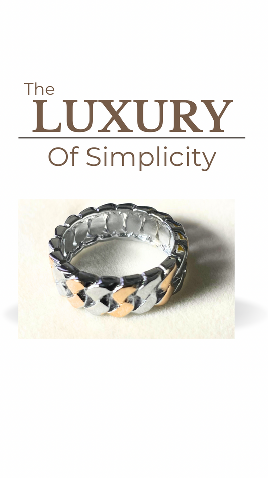 Sz 9-10 men Cuban link rhodium, sterling silver Men's Two-Tone Cuban ring