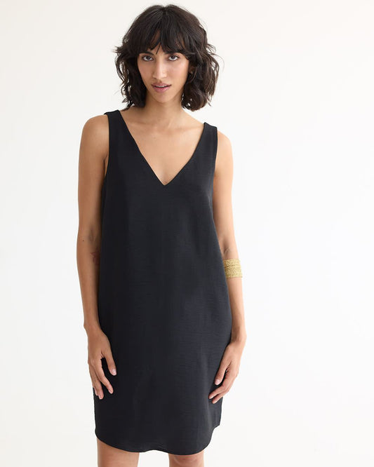 Sz XXS reitmans Black Sleeveless V-Neck Dress sleeveless midi