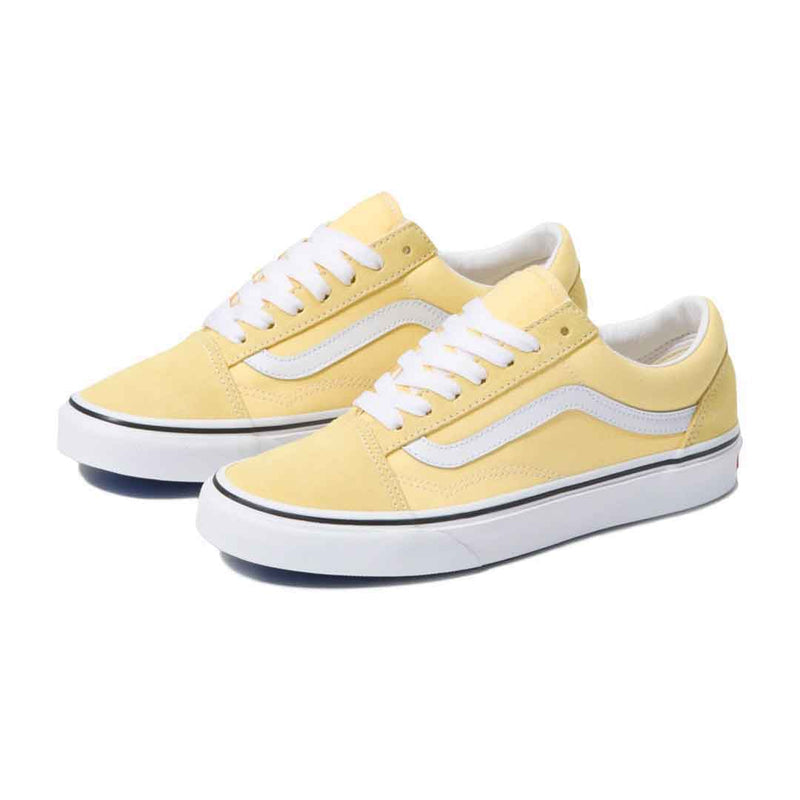 Sz 7.5 women’s Unisex Vans Low-Top Sneakers in Pale Yellow with White Stripe