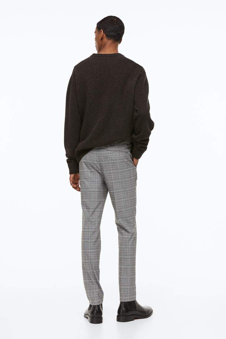 Sz 34R H&M Men's trousers grey skinny fit plaid white/black
