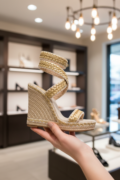 8.5(39) women’s Tory Burch  Gold Braided Espadrille Wedge Sandals