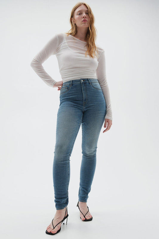 Sz M skinny H&M CURVY FIT ULTRA HIGH ANKLE JEGGINGS Classic Blue Women's Jeans
