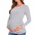 Sz M Ekouaer Women's Black and White Striped Maternity Top Longsleeve