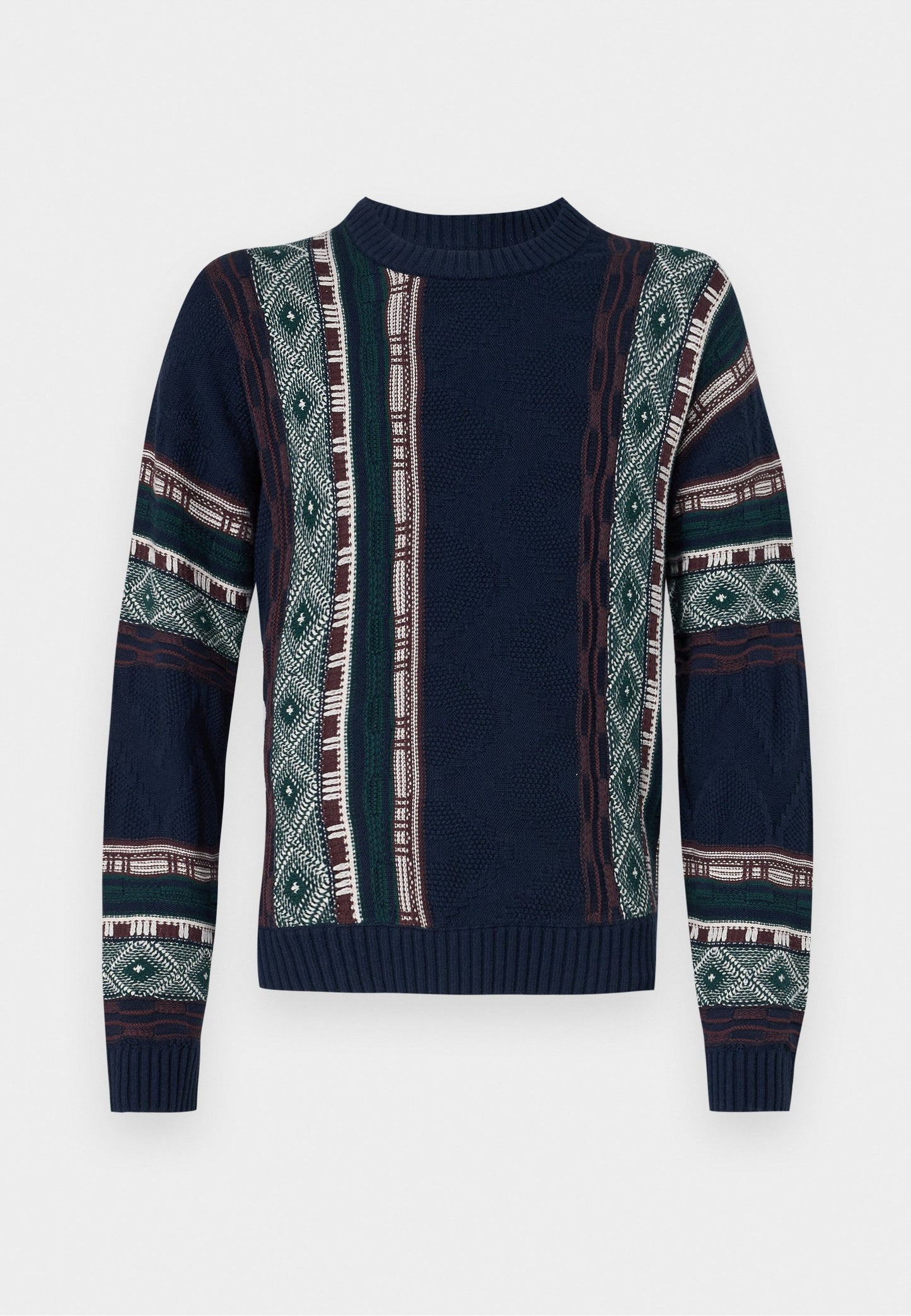 Sz L men Hollister & CO Boxy Pattern Crew Sweater - Jumper - dark blue boxy fit