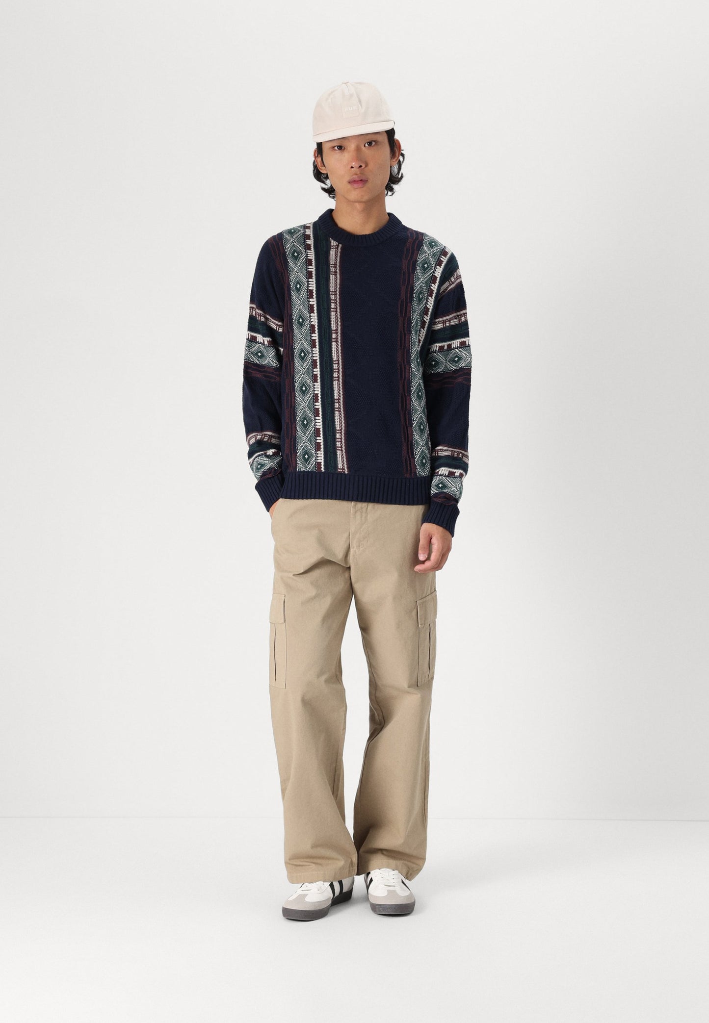 Sz L men Hollister & CO Boxy Pattern Crew Sweater - Jumper - dark blue boxy fit