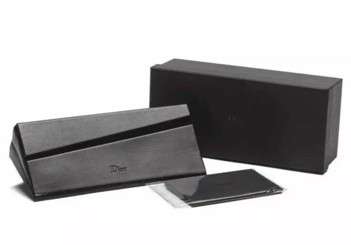Dior Black Luxury leather sunglasses case foldable, cleaning cloth ,box ,card