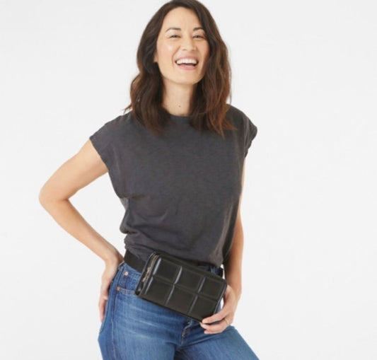 Amanda Uprichard Quilted faux leather  gold-colored zipper waist belt bag