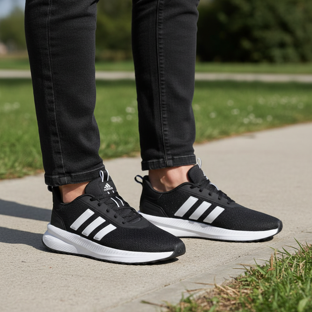 Sz 6.5 women’s Adidas running shoes  X_PLRPath Black and White Athletic Shoes