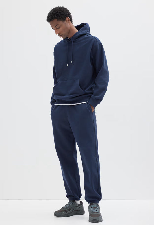 Sz L H&M men’s crewneck pullover hoodie loose fit sweater navy