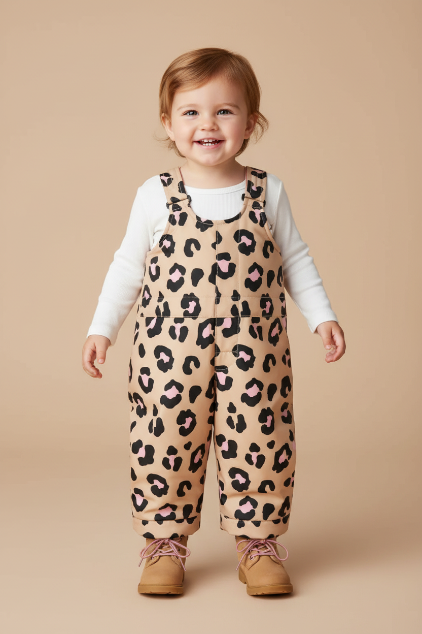 Toddler Girls Leopard Snow Overalls toddler girls
