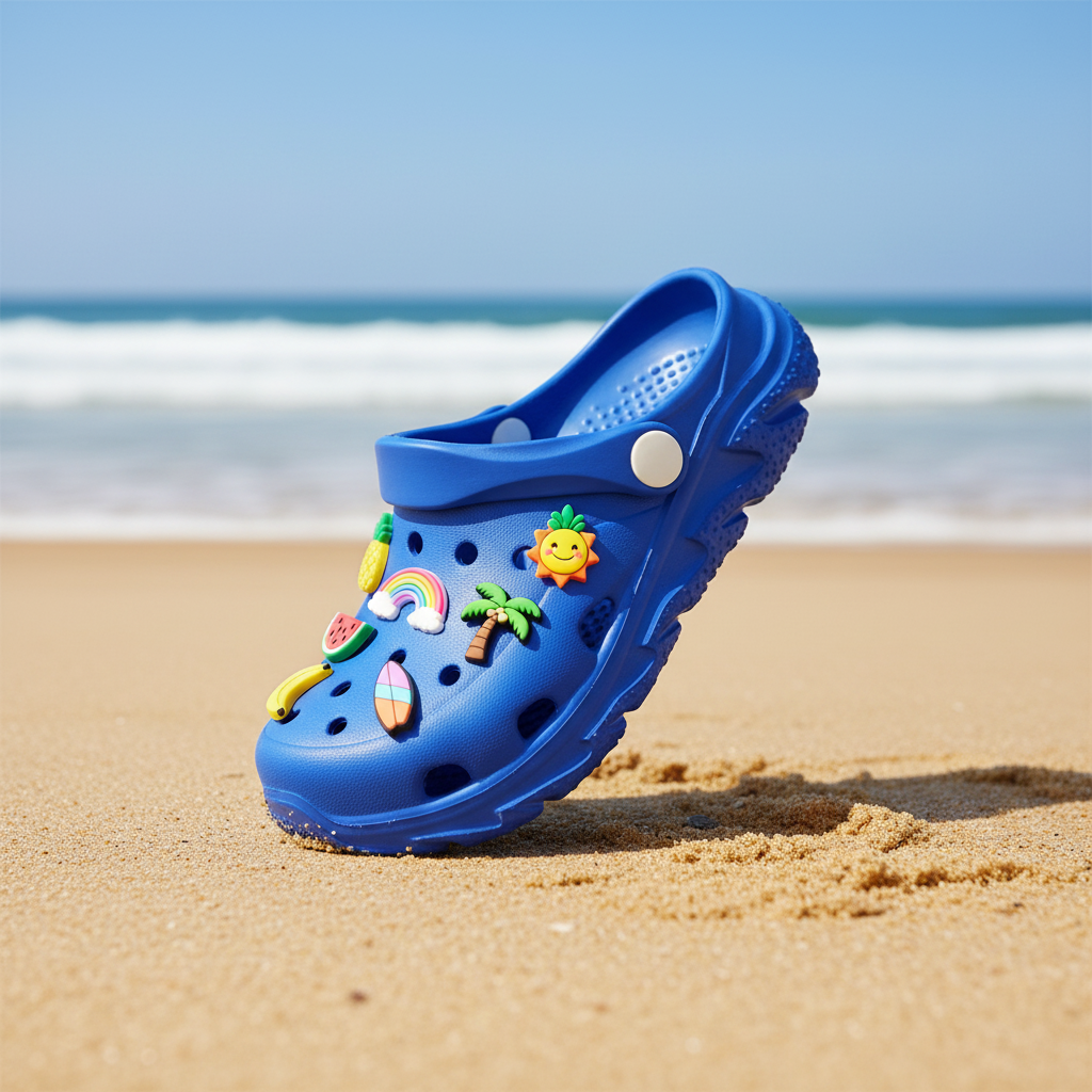 Cubufly Kids Blue Clogs with assortment of charms (10)