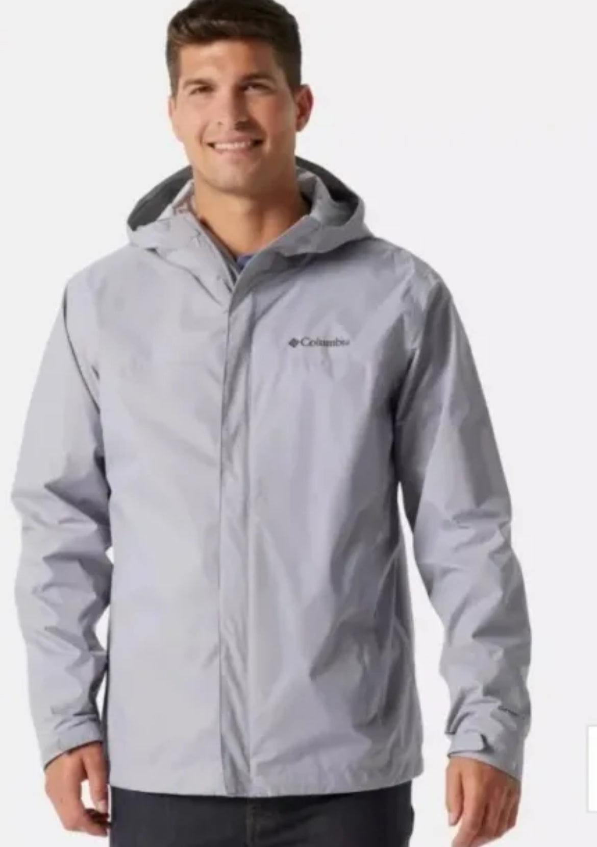 men Columbia windbreaker jack with hood and pockets