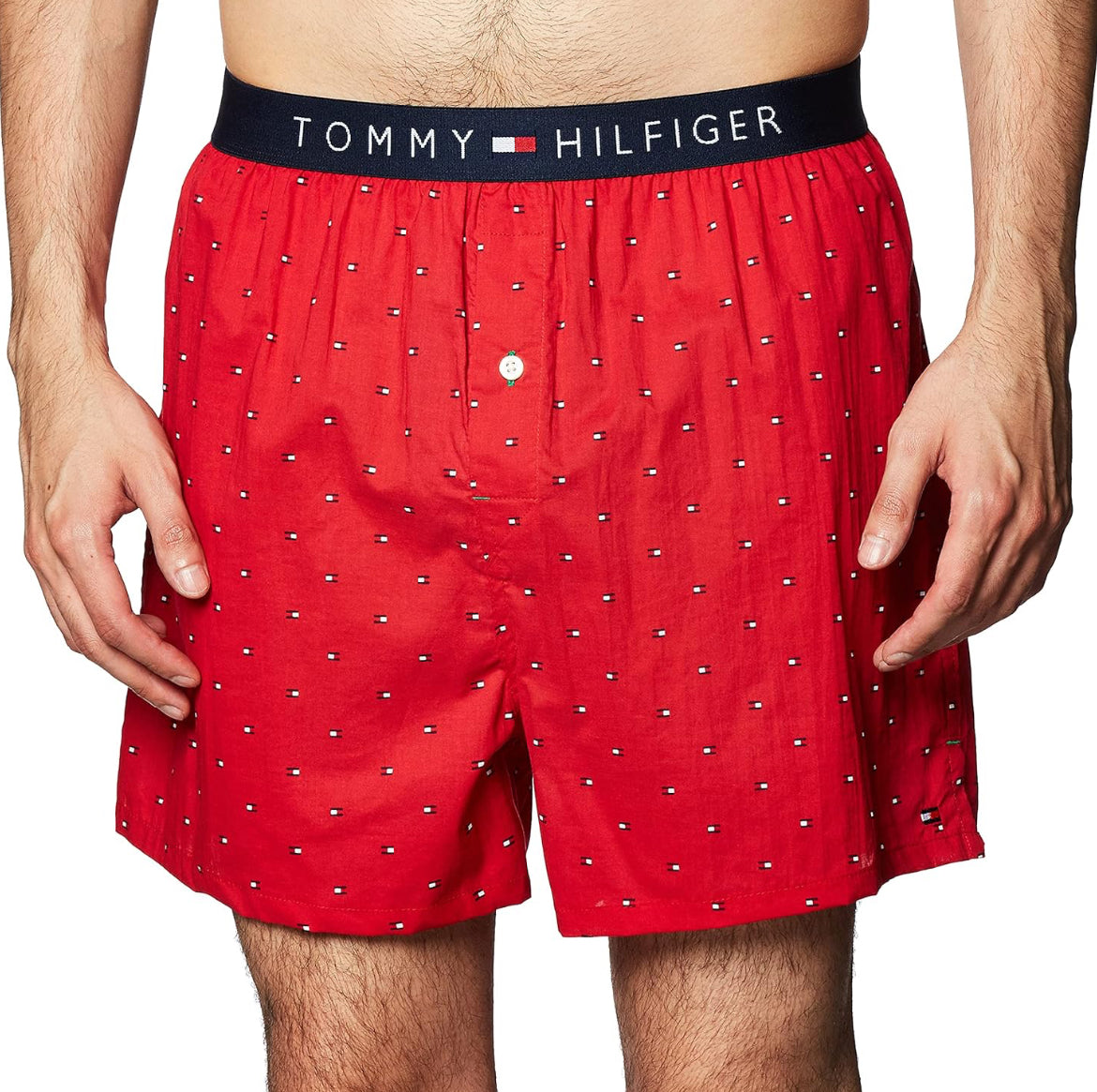 Tommy Hilfiger Mens Woven Boxer one woven cotton boxer red