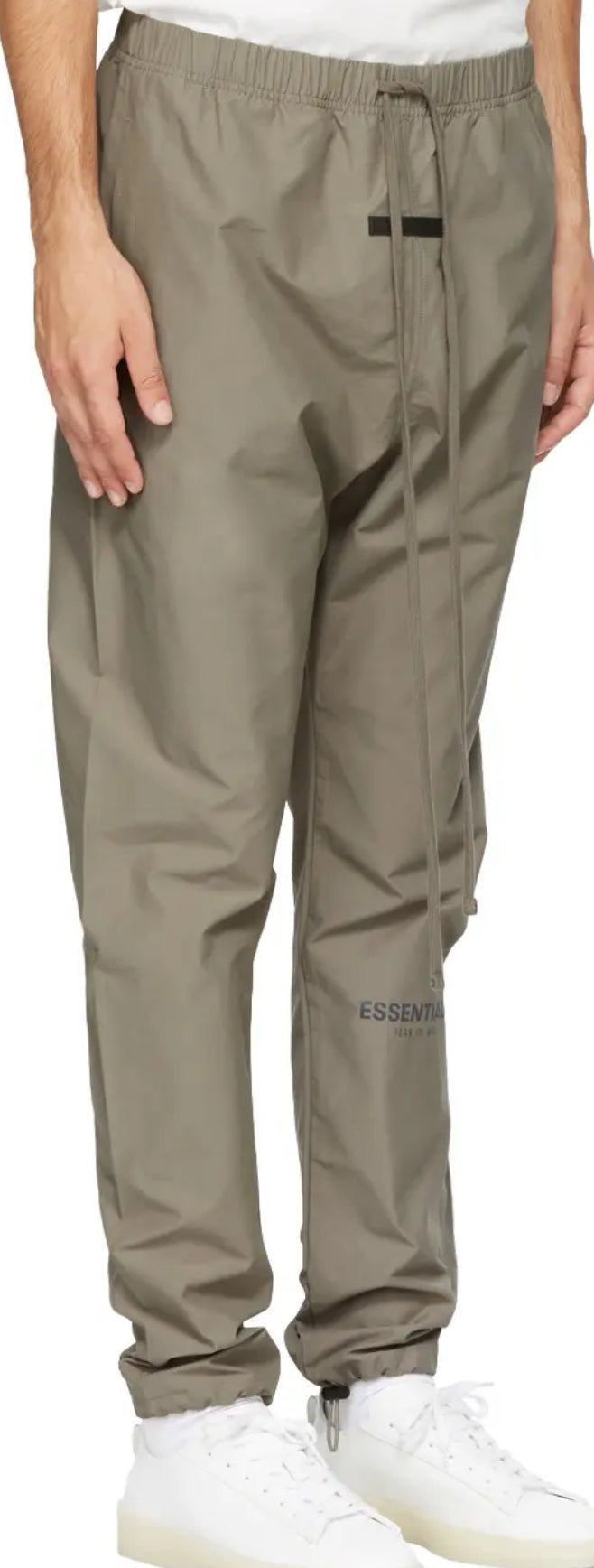 FEAR OF GOD ESSENTIALSLogo-Appliquéd Cotton-Blend Twill Drawstring Trousers taupe Light-grey