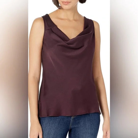RW&Co Chiffon Crepe Draped-Neck Cami purple